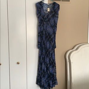 Free People Plaid Maxi L/S Slip sz. Small